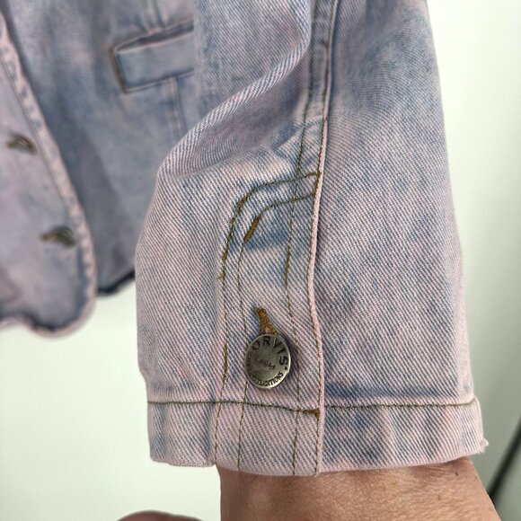 Orvis Denim Jean Jacket Pink and Blue size 18 100% Cotton - Picture 4 of 6